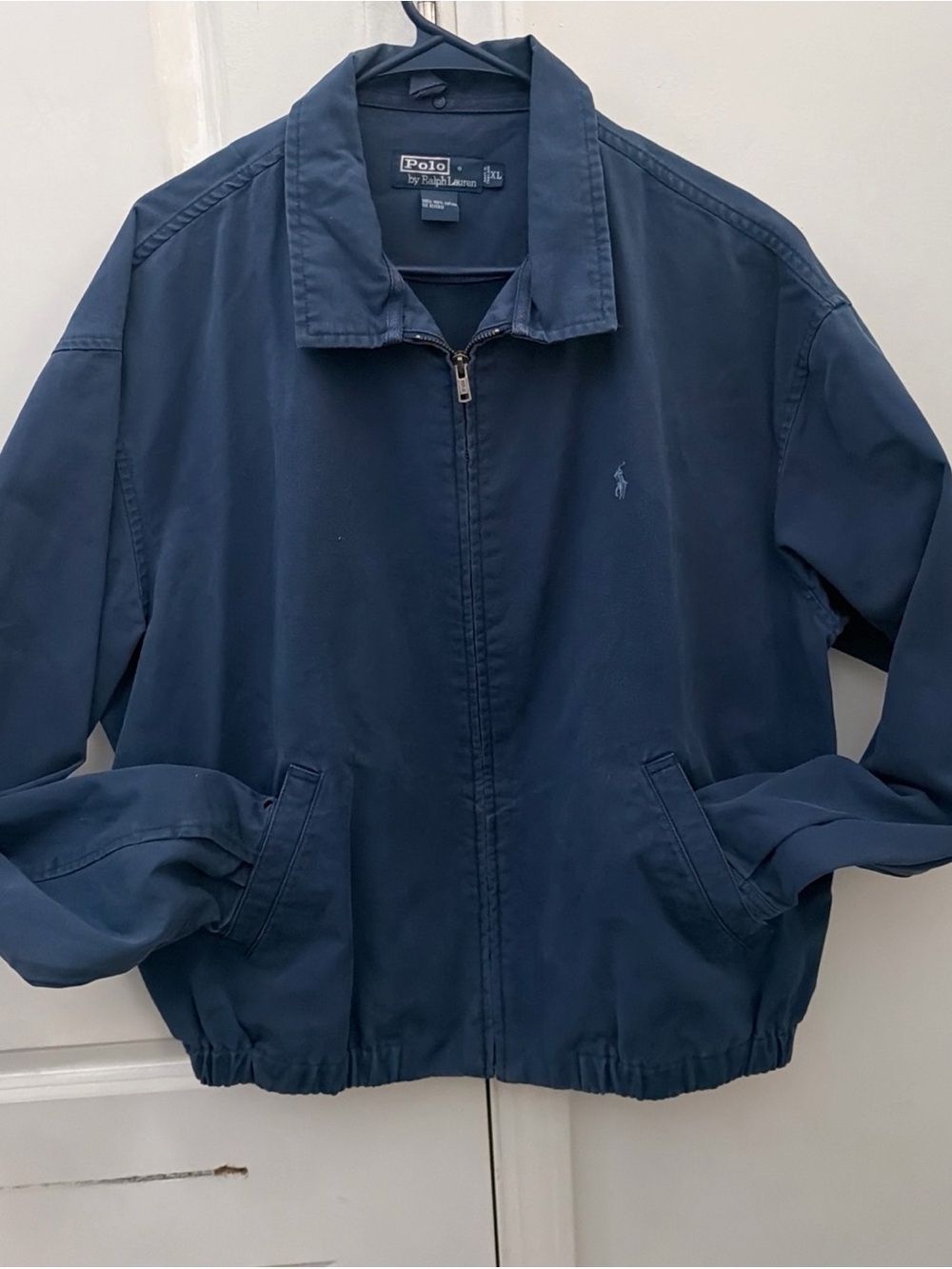 Vintage  90 s Polo Ralph Lauren Harrington blue  Jacket men sz XL very  clean